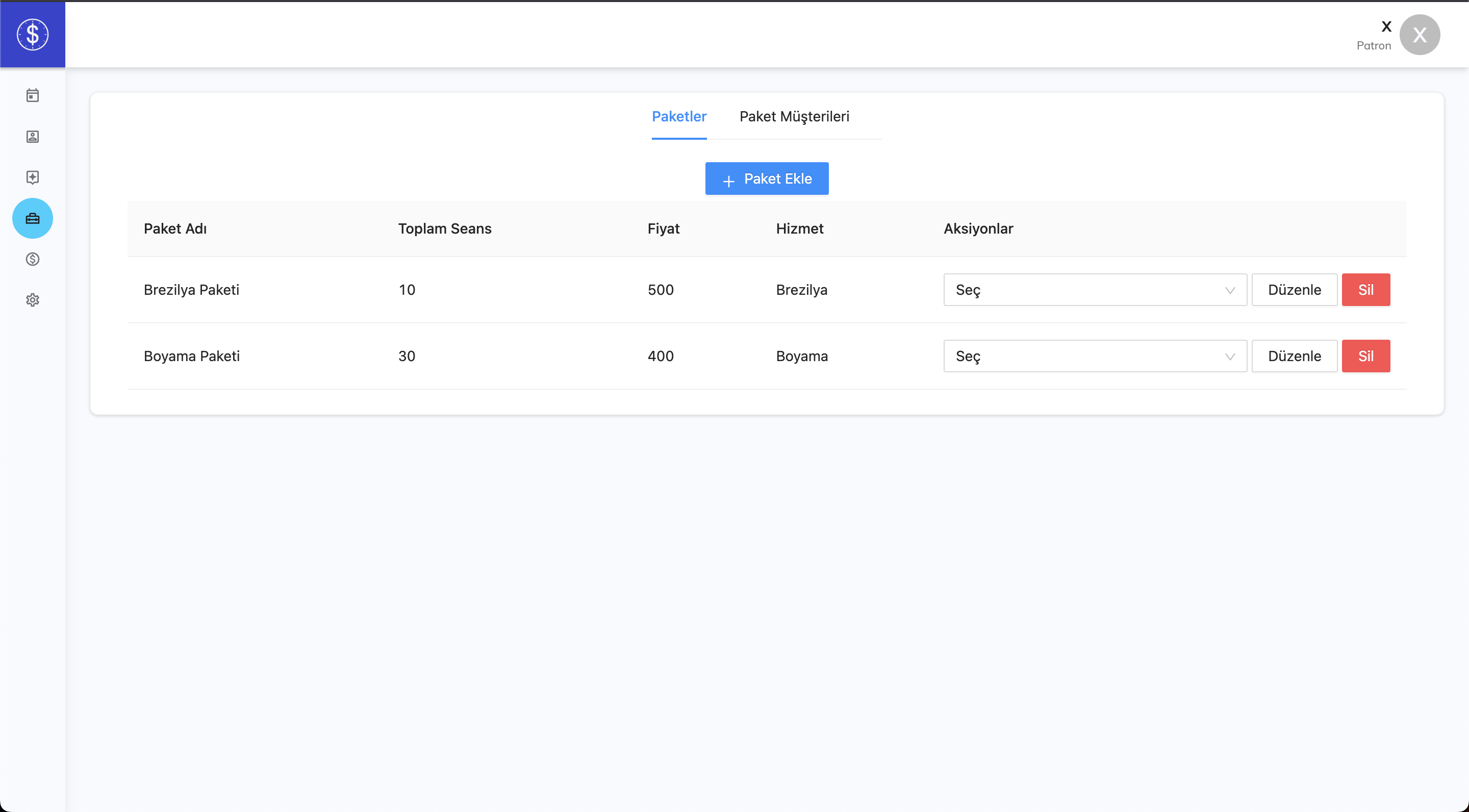 Müşteriler Sayfası